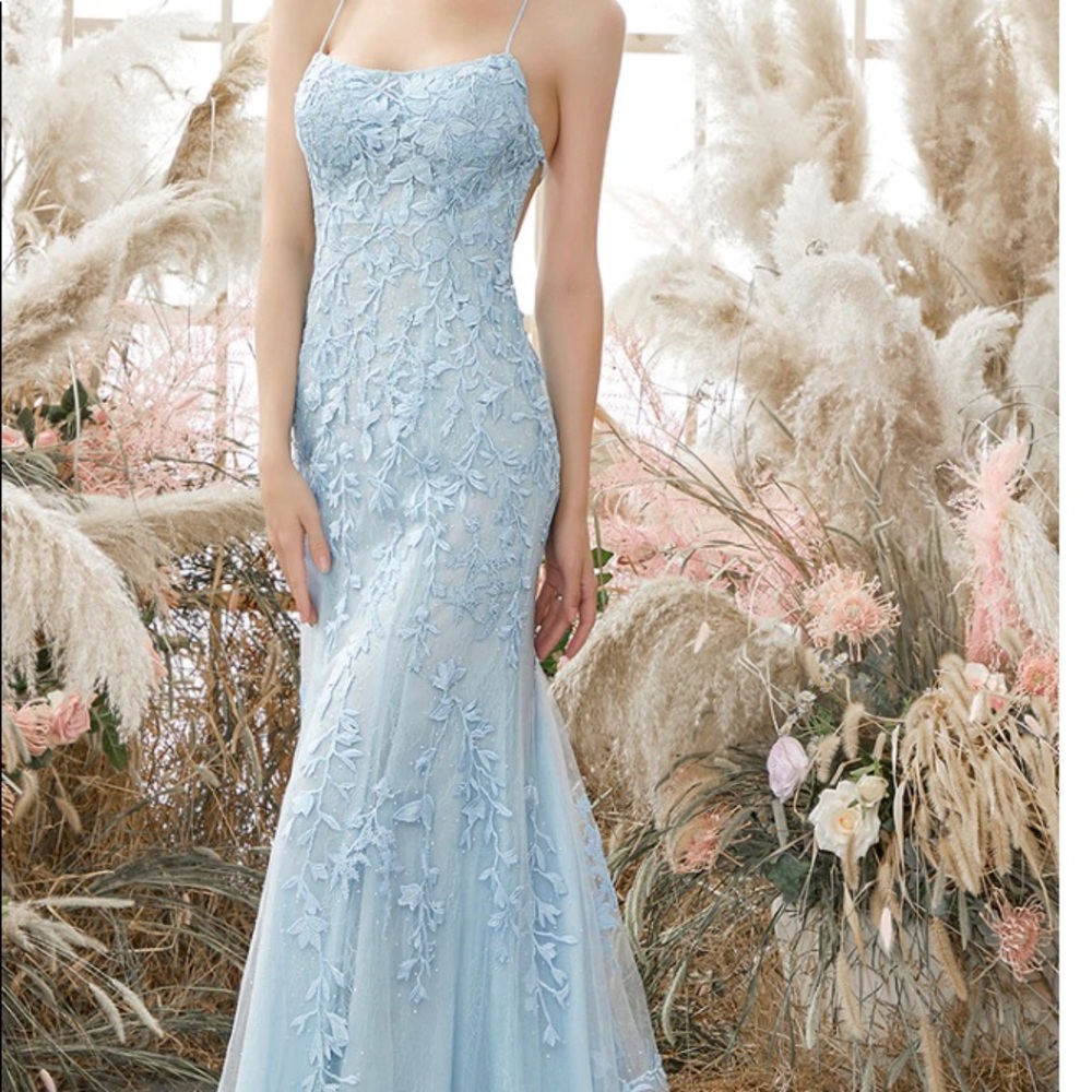 light blue long dress